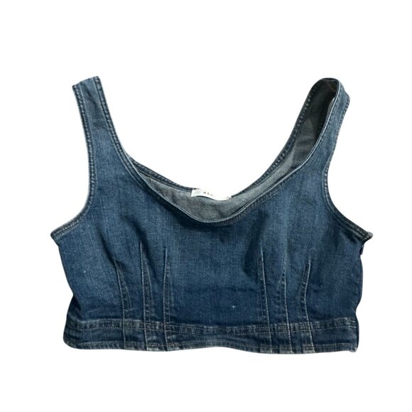 ALC Women's Denim Stitched Crop Tank Top Size 8 - Picture 4 of 5